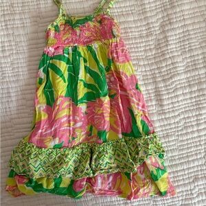 Lilly Pulitzer Pink and Green Floral Kids Dress